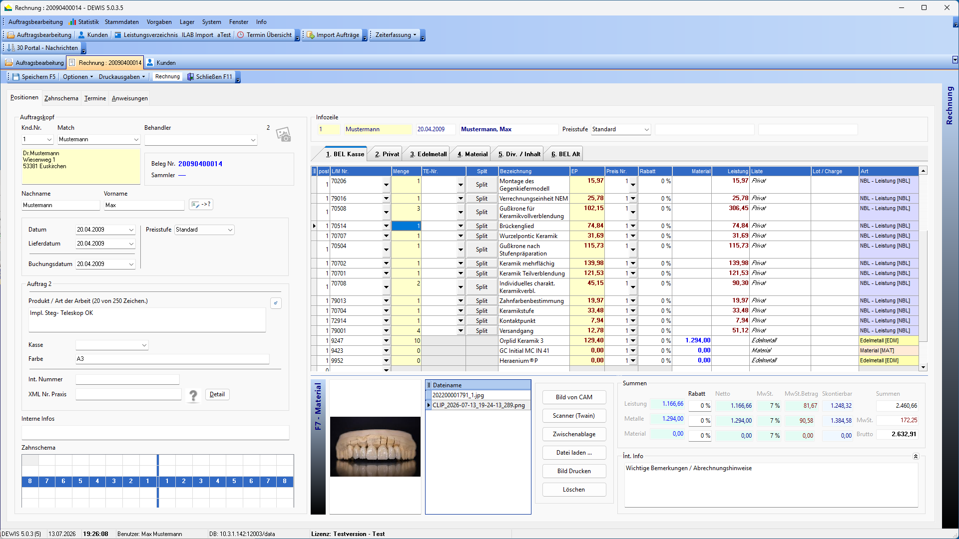 DEWIS – Bildschirmansicht der Laborsoftware